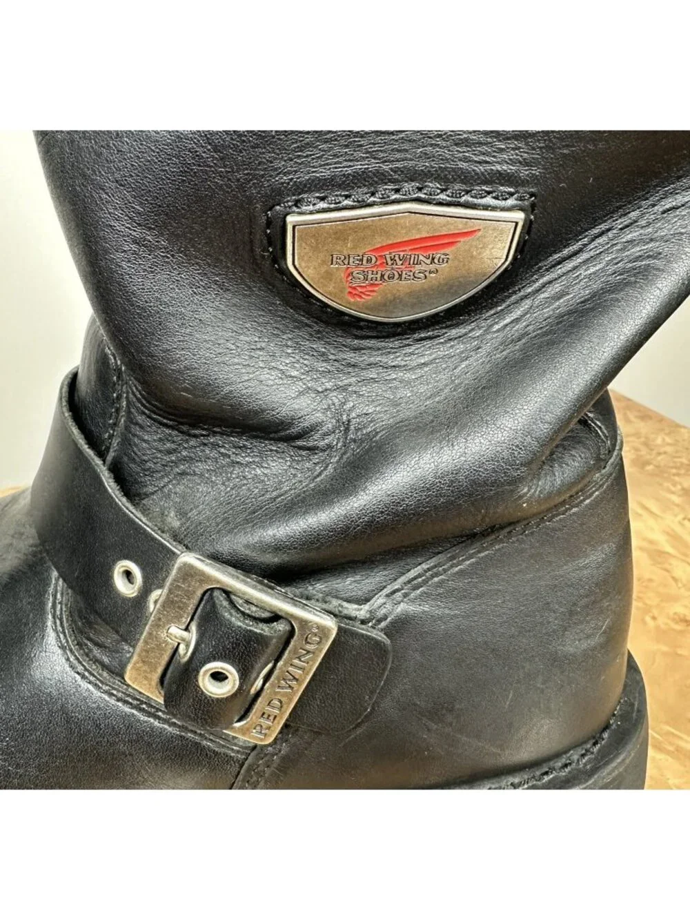Red Wing 988 Engineer Boots Mens 11 D Black Leather Steel Toe Vibram Biker